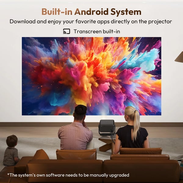 Projektori, 1080P Natiiviresoluutio, WiFi 6 ja Bluetooth-yhteys,musta