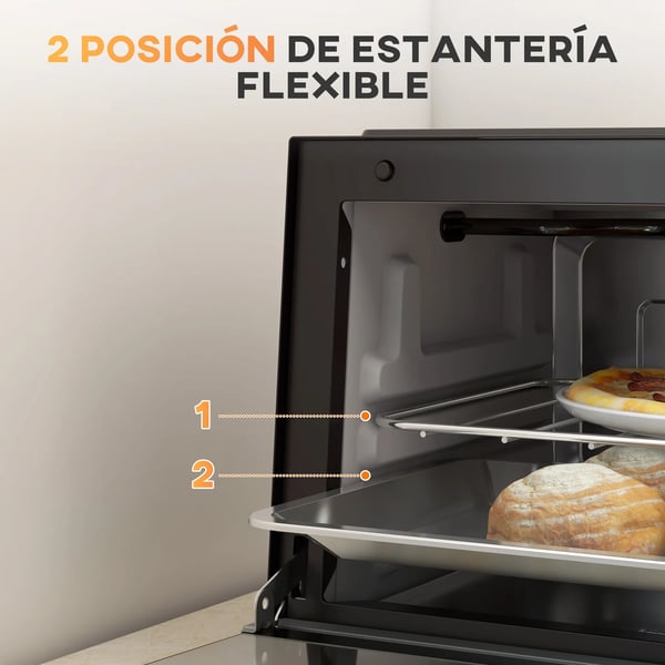 Mini elektrisk ovn, 11-20L kapacitet, justerbar temperatur, 750W effekt,35x24.6x20 cm, Sort, EU