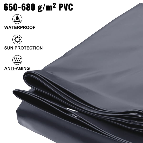 Pool Sikkerhedsdække, 13 x 26 ft, Passer til 12 x 25 ft Pool, 650-680 g/m² PVC, Kullgrå, 304 Rustfrit Stål Jordbolt