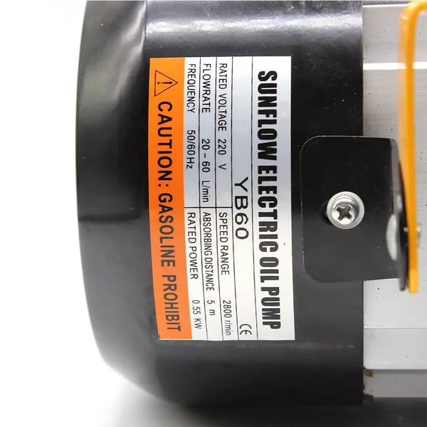 Elektrisk olie pumpe, flowhastighed 20-60 l/min, 550 W effekt, kobbermotor, kompatibel med diesel og lette olier