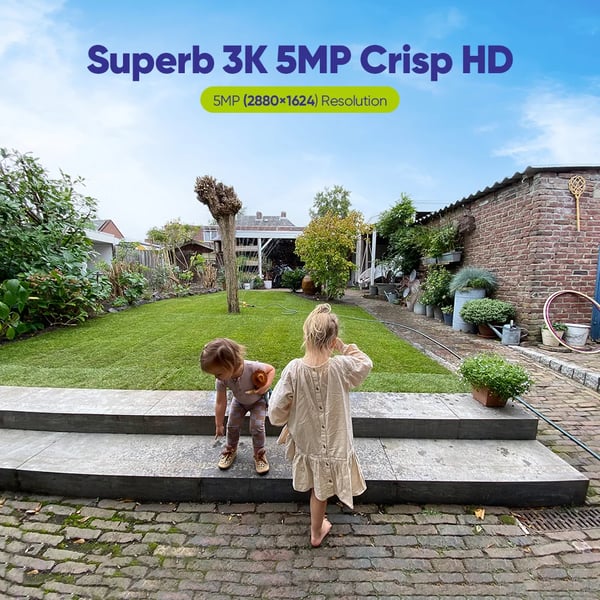 5MP WiFi Sikkerhedskamera, 350° Panorama & 90° Tilt, 20m Nattesyn