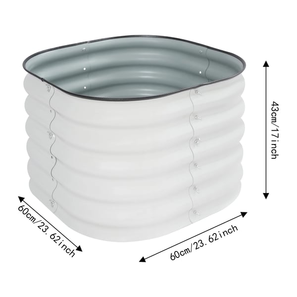 Hævet Havebed, Aluminium-zink Belagt Stål, 60 cm x 60 cm x 43 cm, Åben Bunddesign, Rustbestandig, God Planteplads