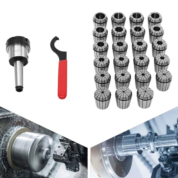 CNC Collet Sæt, 23 Højpræcisions Colletter, Kompatibel med MK3 Konus, Holdbar 45# Stål Konstruktion