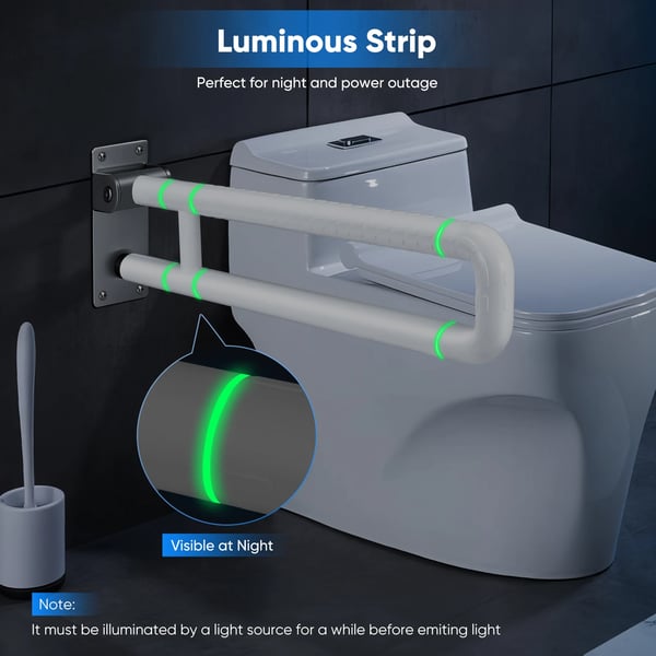 Toiletarmstøtte, Foldbart Design, Høj Belastningskapacitet, Forbedrede Sikkerhedsfunktioner