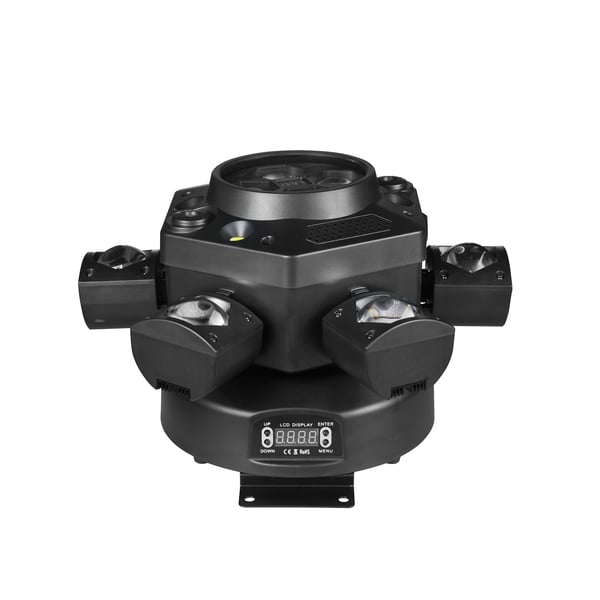 Bevægelseshovedstrålelys, RGBW LED'er, DMX512 kontrol,EU stik, sort