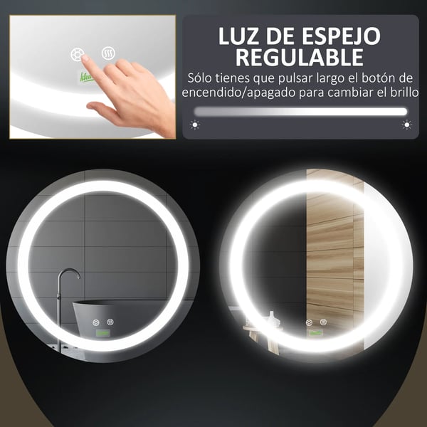 Badrumsspegel, LED-belysning, Touch-kontroll,Silver