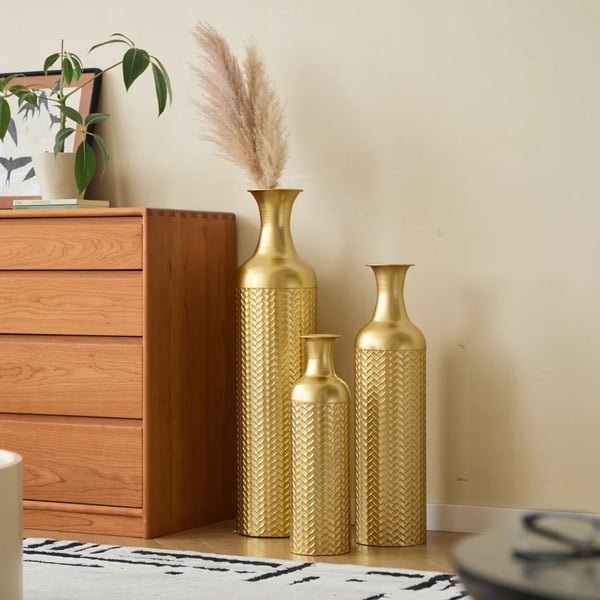 Gulvvase Sæt, Elegant Design, Alsidig Dekorativ Brug,Guld