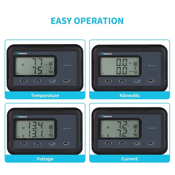 DC-DC MPPT Batterioplader Meter, 5VDC Forsyningsspænding, 2.76 x 4.33 x 1.25 tommer Dimensioner, RJ45 Kommunikationsport, ±0.1V Spændingsnøjagtighed