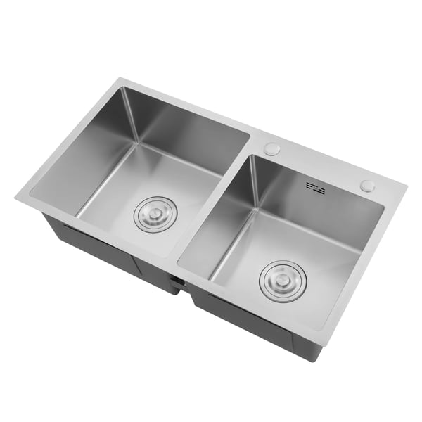 Köksdisk, Rostfritt Stål, Dubbel Skål Design,Silver