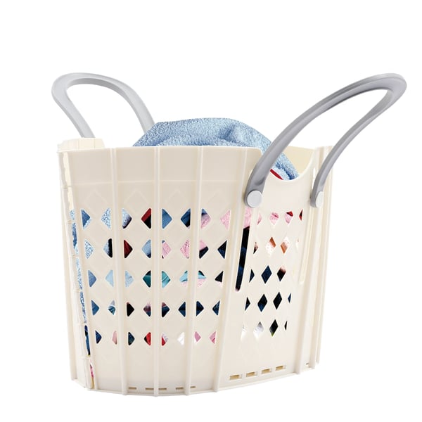Tvättkorg, Fällbar Design, Hållbart Material,VIT