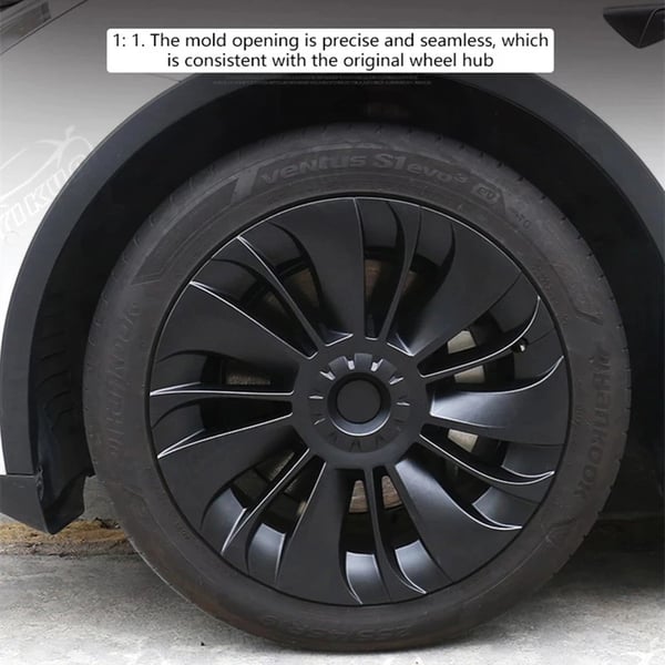 Hjulnav, Mat Sort, 19 Tommer, Kompatibel med Tesla Model Y,Matte Sort2-NOLOGO