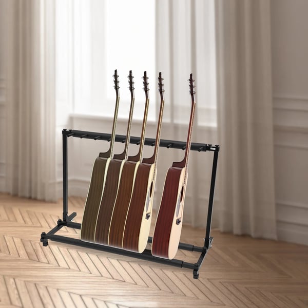Guitar Rack, Holder 9 Guitarer, Jernkonstruktion, Justerbare Fodpuder