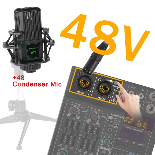 Mixing Console, 4-kanals konfiguration, Bluetooth 5.0,EU-stik