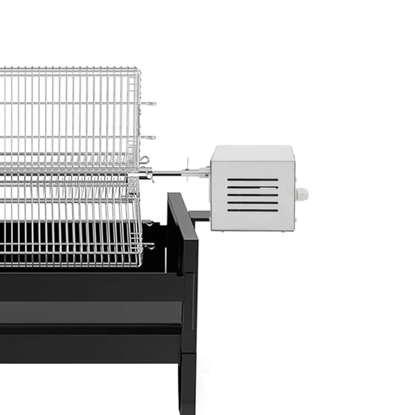 Grill Rotisserie Motor, 25W Effekt, AC 220V, Rustfrit Stål, Universel Montering, Dimensioner 12x11x10,5 cm