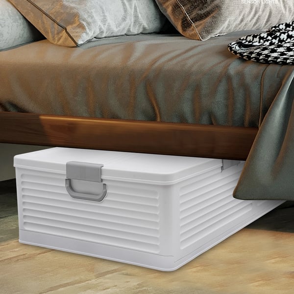 Under Bed Opbevaringsboks, Sammenklappeligt Design, Holdbar Plastik, grå