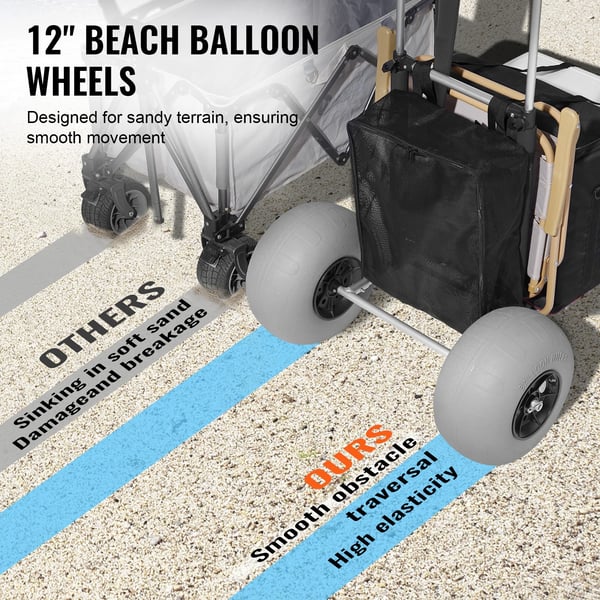 Strandvogn, 12-tommer ballonhjul, justerbar højde,Alloy12inBallon