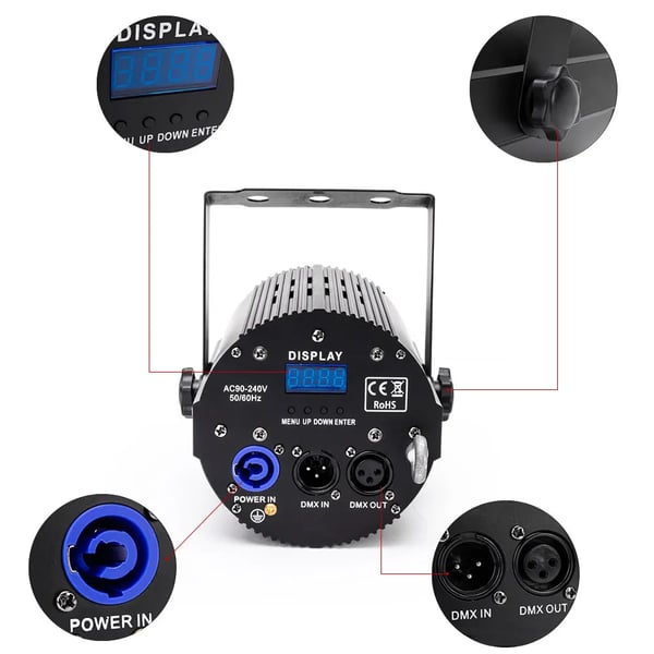 Scene Belysning, RGBW Stråleeffekt, DMX512 Kontrol,4Pcs, EU Stik