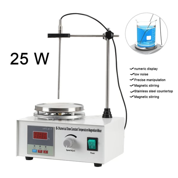 Magnetisk Rører, 25W Effekt, 200W Opvarmning, Maksimal Hastighed 2000 omdr./min, Maksimal Temperatur 100 °C, Kapacitet 1000 ml