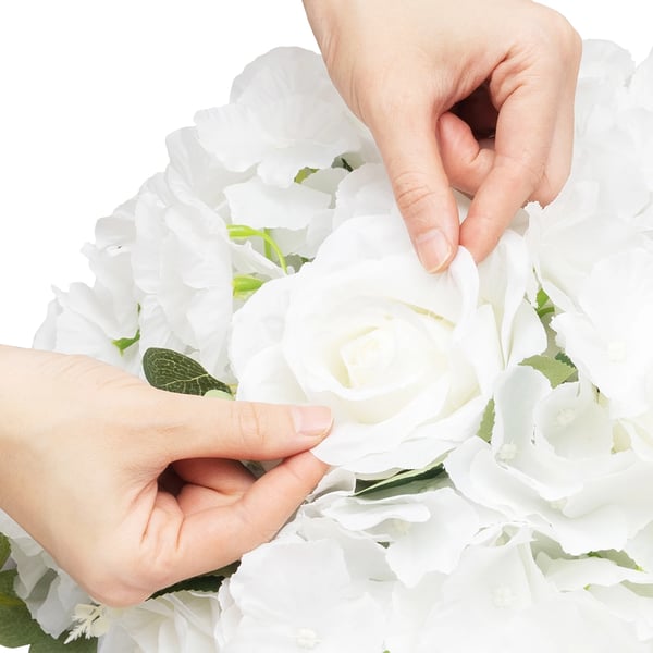 Kunstige Blomsterkugler, Non-woven Stof, 6 Blomsterkugler, Indendørs og Udendørs Brug, Hortensia og Rosen, Ideel til Bryllupper