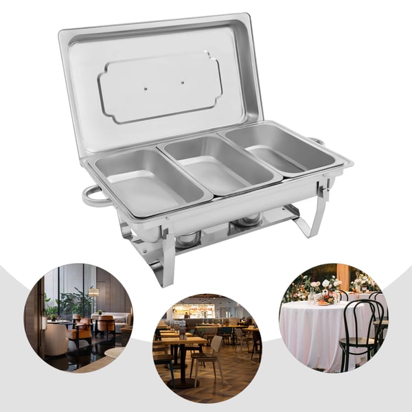 Chafing Dish Buffet Sæt, Rustfrit Stål, Stor Kapacitet,Sølv