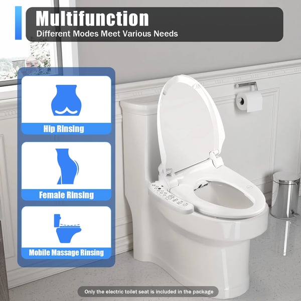 Elektrisk Toiletbræt, Justerbar Temperatur, Intelligent Multifunktion,220V, Hvid