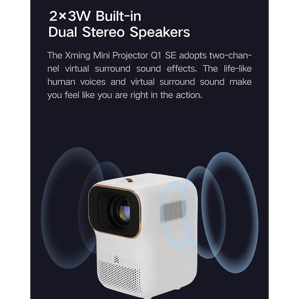 Mini Projektor, 1080P FHD, 250 ANSI Lumens, Smart Android System,Hvid, EU-stik