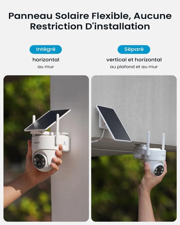 Udendørs WiFi Overvågningskamera, 3 MP Opløsning, 360° Synsvinkel, 4x Digital Zoom, Genopladeligt Batteri, Farve Natvision