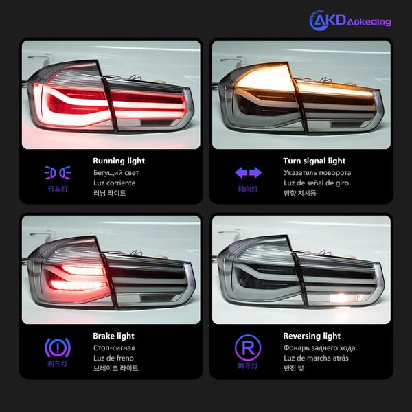 Baglygtesamling, LED-teknologi, kompatibel med BMW F30 2013-2018,hvid