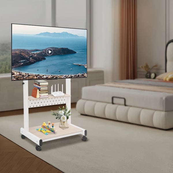 TV-bord, Højdejusterbart, Mobil Design,HVID