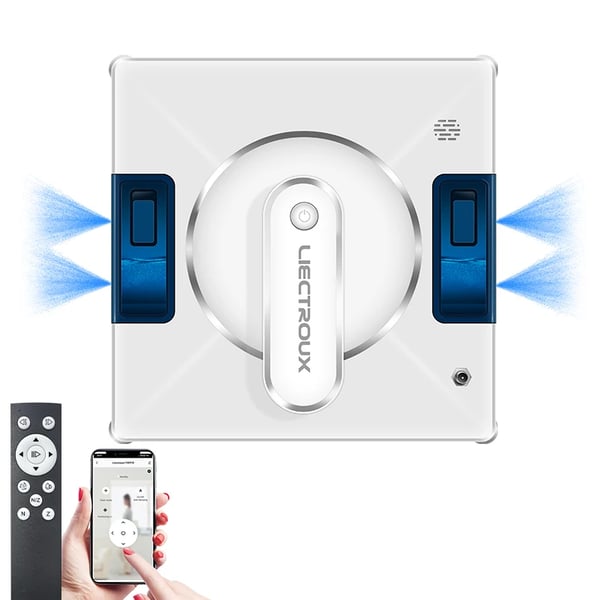 Vinduespudserrobot, Dimensioner 24,2 x 24,2 x 10,4 cm, Vægt 3,0 kg, Vandtankkapacitet 100 mL, Sugekraft 3000 Pa, Batteri 500 mAh