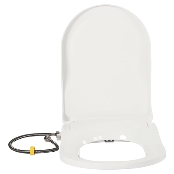 Bidet toilet sæde, D-formet, dual dyse, selv-rensende, HVID