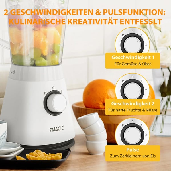 Blender, 3-i-1 Madprocessor, Højhastigheds Slibning,EU, HVID