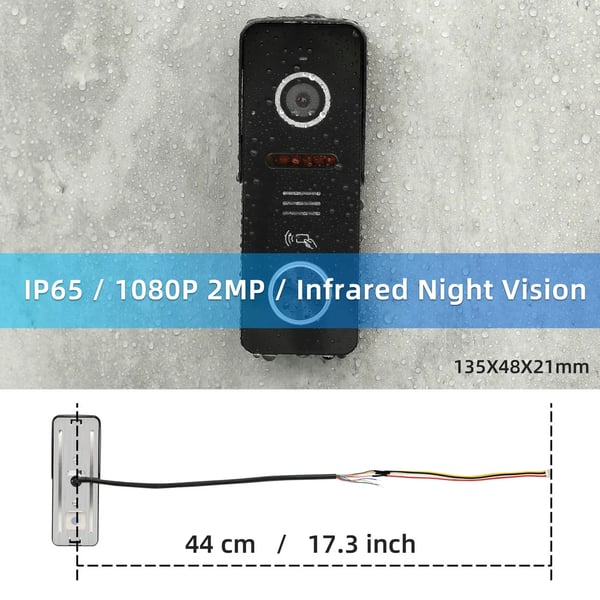 KARMEN WiFi Video Dørtelefon, 7 Tommer Touchskærm, 1080P Video Kvalitet, Induktiv Kortadgang,7 TOMMER