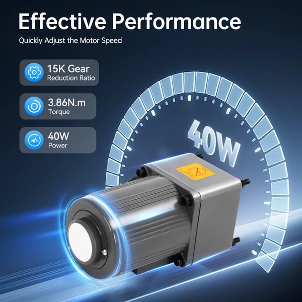 Gear Motor, 12V, 120W, 90-1650RPM, 40W Effekt, 3.86N.m Moment