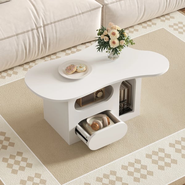 Cafébord, Moderne Design, Funktionel Opbevaring,Hvid