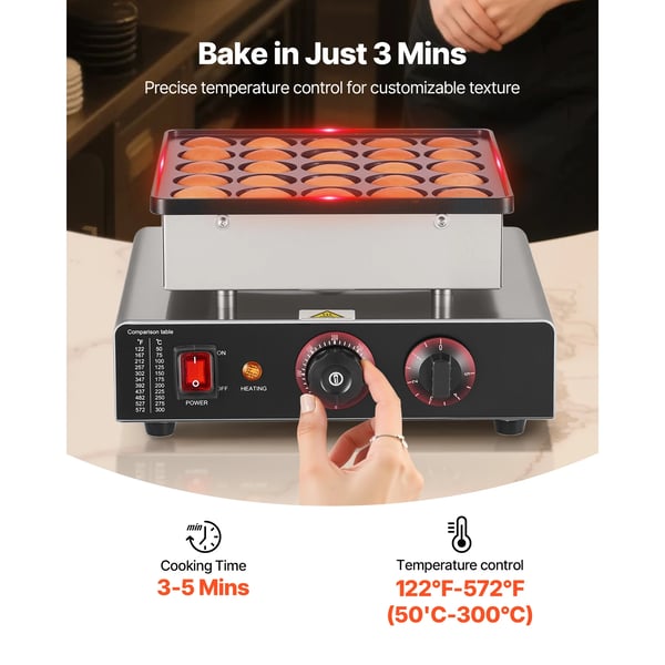 Mini Pandekage Maker, Høj Effekt, Non-Stick Belægning,25pcs