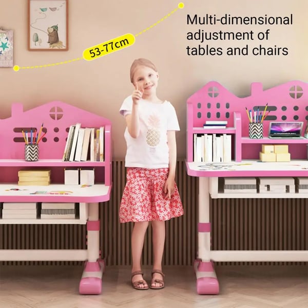 Studie skrivebordsstol sæt, justerbar højde, ergonomisk design,Pink