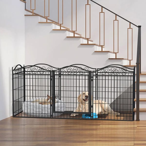 Hundbur, Fällbar Design, Säkra Paneler,svart