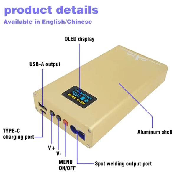 Batterisvejsere, OLED-skærm, Bærbart design,10600 Engelsk