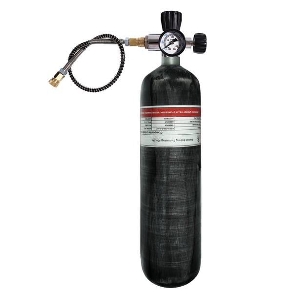Højtrykscylinder, 3L volumen, kulfiberkonstruktion,med ventil