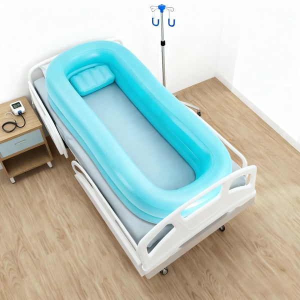 Oppustelig Badekar, 216 x 100 cm Dimensioner (Før Oppustning), 212 x 96 x 37 cm Dimensioner (Efter Oppustning), 150W Elektrisk Luftpumpe