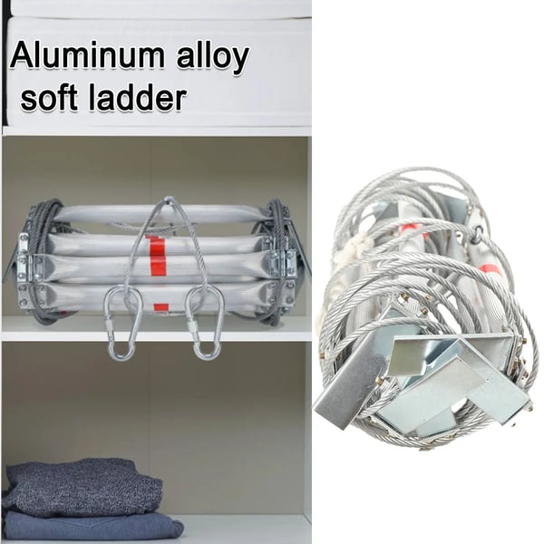 Nødsituation brandstige, 5m længde, 200kg belastningskapacitet, 2,35kg vægt, aluminiumlegering, kompakt design