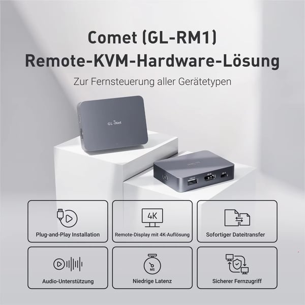 Fjärr KVM, 4K-upplösning, Enkel enhetskompatibilitet,Komet GL-RM1