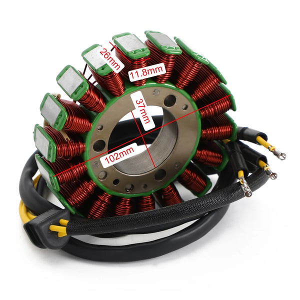 Generator Stator Spole, Indvendig Diameter 37mm, Udvendig Diameter 102mm, Poltykkelse 26mm, Polbredde 11.8mm, Antal Poler 18