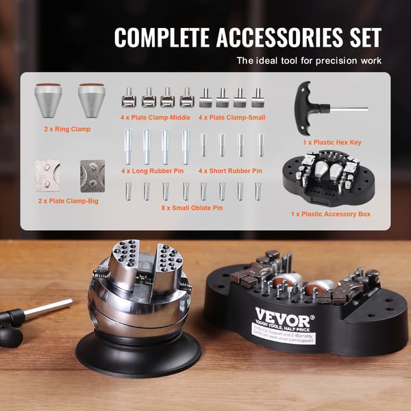 VEVOR Kugle Vise, 360° Rotérbar Base, 30 PCS Tilbehør, Præcisions Klemmesystem