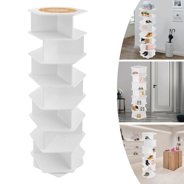 Sko Rack, 7 Lag, 3 Par pr. Lag, 360° Rotation, PVC Materiale, 50 kg Kapacitet