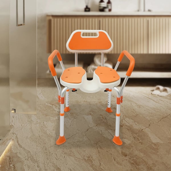 Duschstol, Justerbar Höjd, Antiglid Säkerhetsfunktioner,Orange
