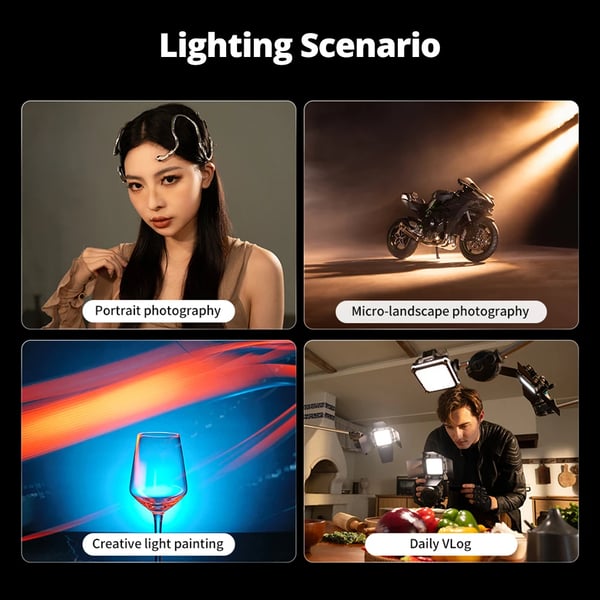 LED Video Lys, Justerbar Farvetemperatur, App Kontrol,M20C kombination