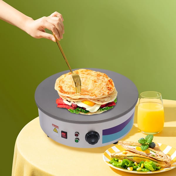 Crepe Maker, 3000W Effekt, 50-300℃ Temperaturinterval, Støbejernsmateriale, Bordmontering, 45cm Diameter