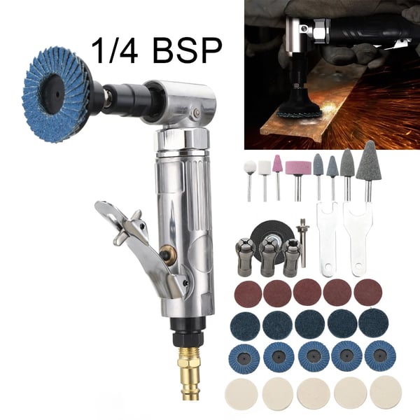Trykluft vinkel slibemaskine, 20000 RPM høj hastighed, holdbar aluminiumlegering, 2.8 CFM luftforbrug, let 0.95 kg, alsidig til metal, træ, gummi